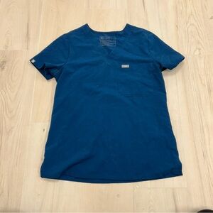 Figs blue one pocket scrub top